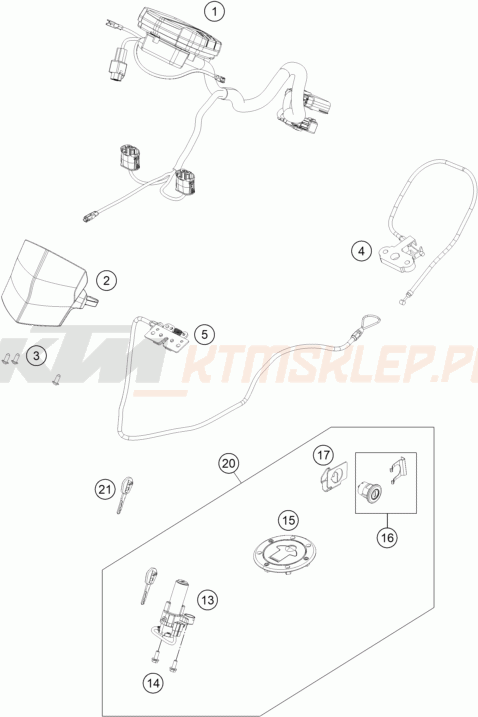 Schemat "system zabezpieczający" do KTM RC 390 WHITE ABS