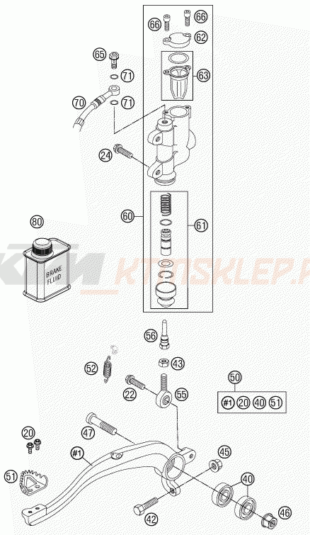 Schemat "tył hamulec - pompa" do KTM 85 SXS 17/14