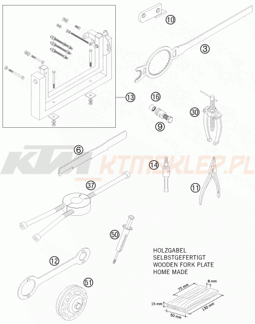 Schemat "Special tools (engine)" do KTM 85 SX 19/16