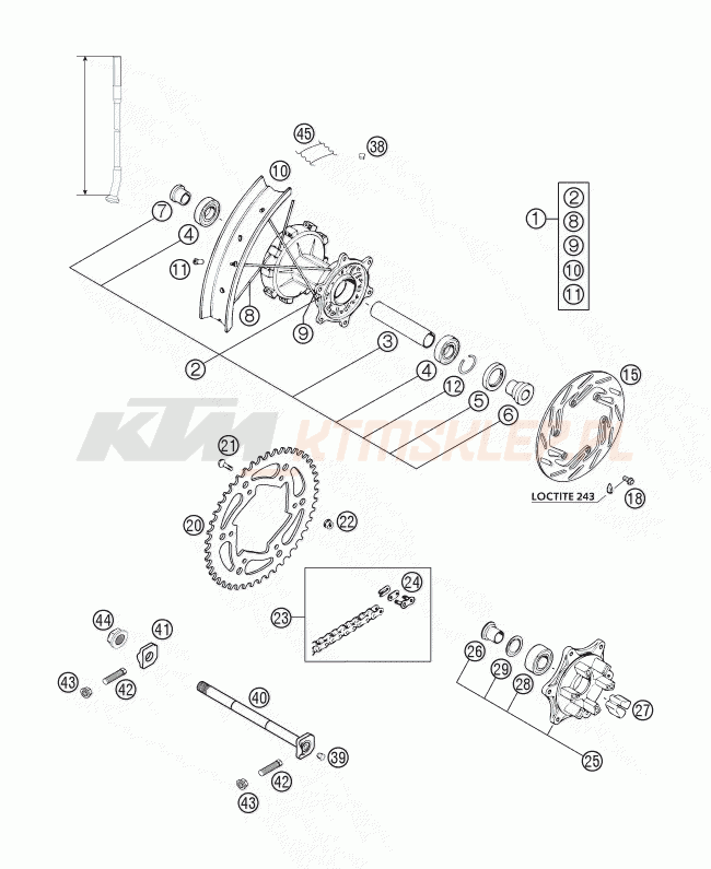 Schemat "koło tył" do KTM 400 LS-E