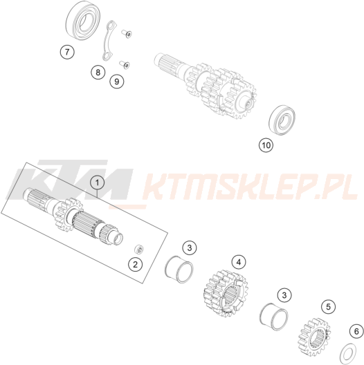 Schemat "TRANSMISSION I - MAIN SHAFT" do KTM 450 SX-F
