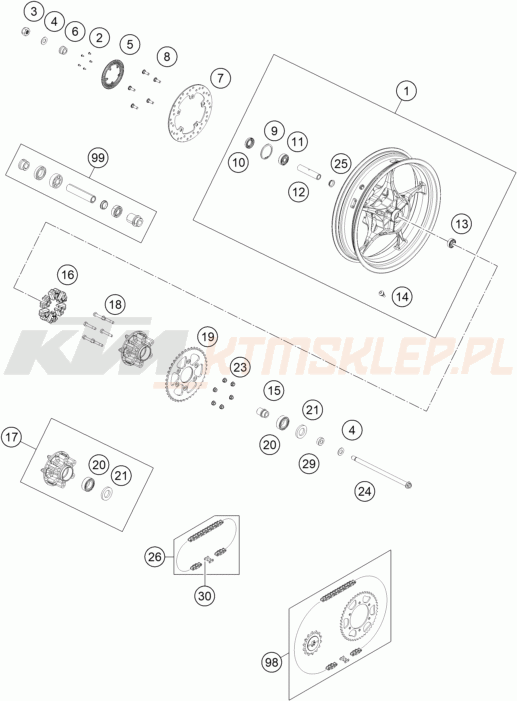Schemat "koło tył" do KTM RC 200 ABS