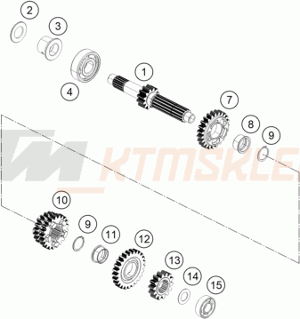 Schemat "TRANSMISSION I - MAIN SHAFT" do KTM 390 ADVENTURE SPOKE W