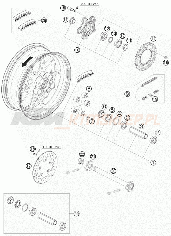 Schemat "koło tył" do KTM 1190 RC8R TRACK