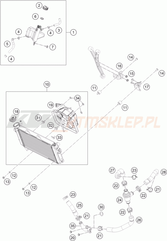 Schemat "układ chłodzenia" do KTM RC 125 WHITE ABS