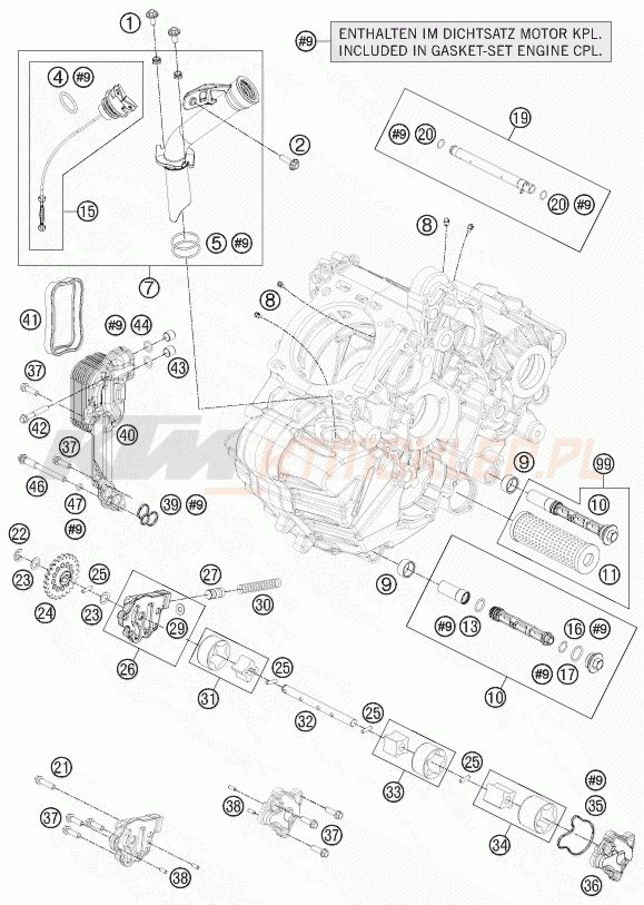 Schemat "smarowanie silnika" do KTM 1190 RC8-R