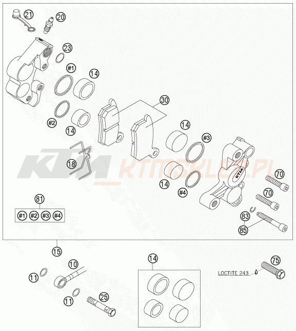Schemat "zacisk hamulcowy + tarcza przód" do KTM 85 SX 19/16