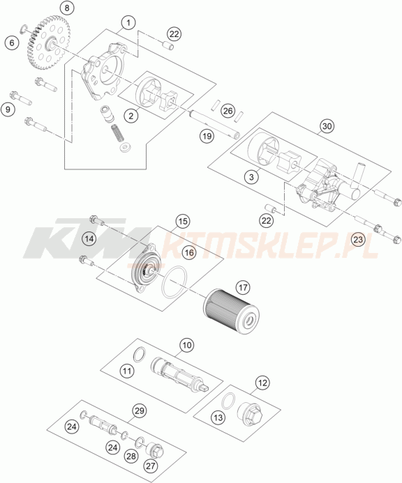 Schemat "smarowanie silnika" do KTM 125 DUKE, blue - nHD