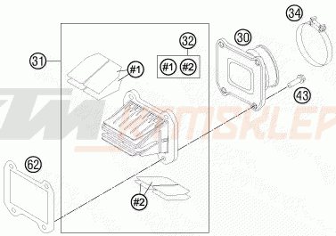 Schemat "REED VALVE CASE" do KTM 250 SX