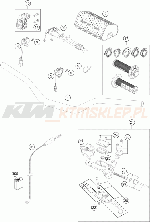 Schemat "kierownica i osprzęt" do KTM 150 SX