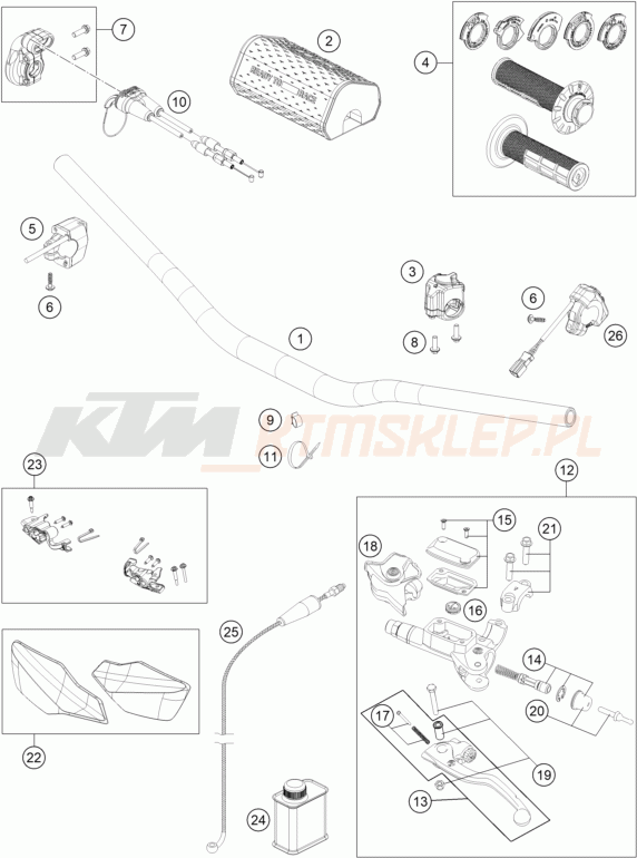 Schemat "kierownica i osprzęt" do KTM 125 XC-W