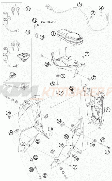 Schemat "system zabezpieczający" do KTM 690 SUPERMOTO R