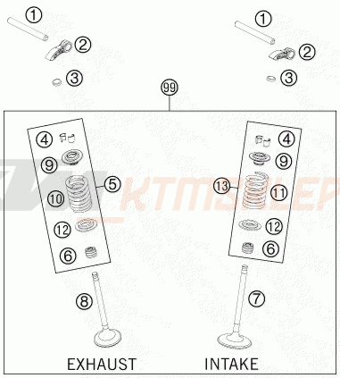 Schemat "zawory / rozrząd" do KTM 350 SX-F