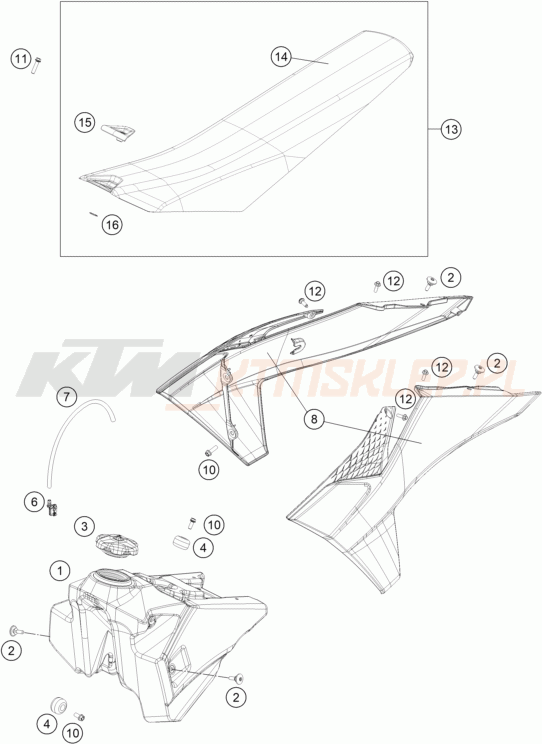 Schemat "TANK, SEAT" do KTM 125 SX