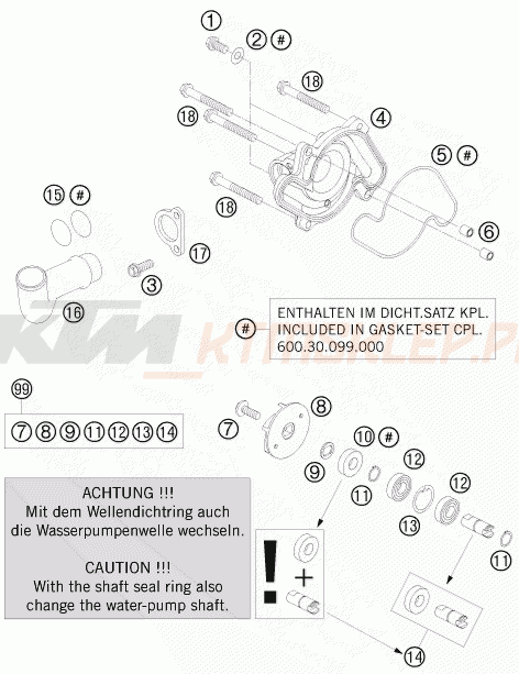 Schemat "pompa wody" do KTM 950 SUPER ENDURO R