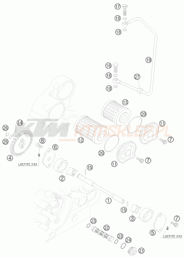 Schemat "smarowanie silnika" do KTM 450 XC ATV