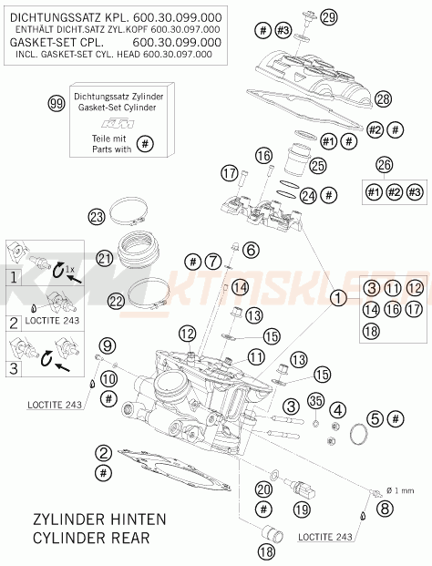 Schemat "głowica tył" do KTM 990 ADVENTURE S