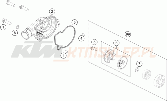 Schemat "pompa wody" do KTM 150 EXC TPI