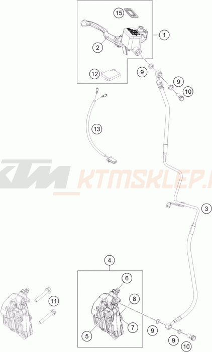 Schemat "zacisk hamulcowy + tarcza przód" do KTM 125 DUKE