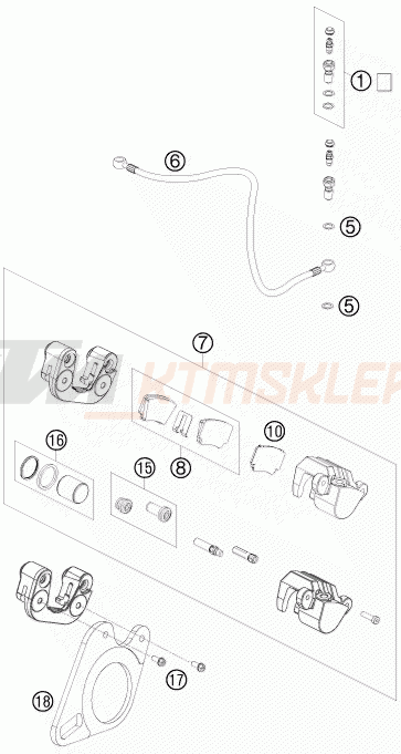Schemat "zacisk hamulcowy tył" do KTM 450 SX ATV