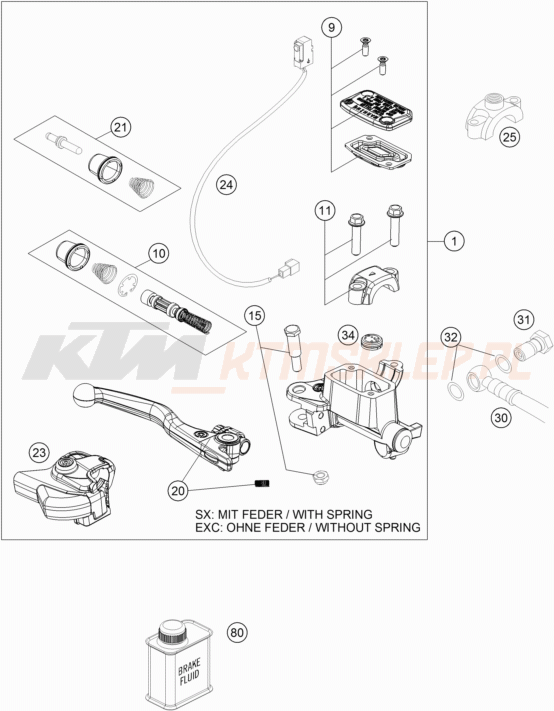 Schemat "Przedni hamulec" do KTM 250 EXC TPI