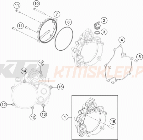 Schemat "pokrywa sprzęgła" do KTM 50 SX