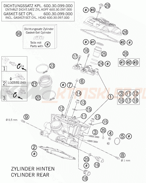 Schemat "głowica tył" do KTM 990 SUPERMOTO R