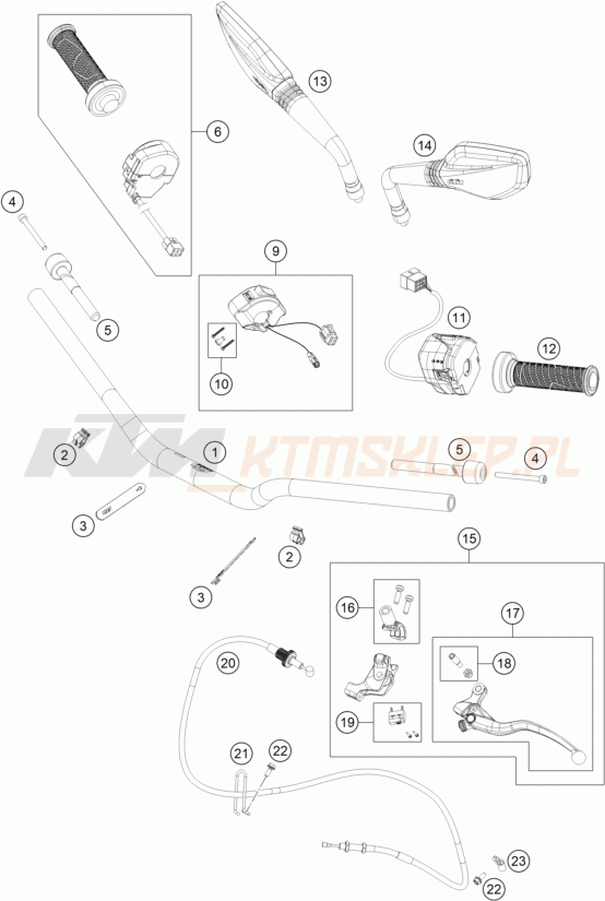 Schemat "kierownica i osprzęt" do KTM 790 DUKE