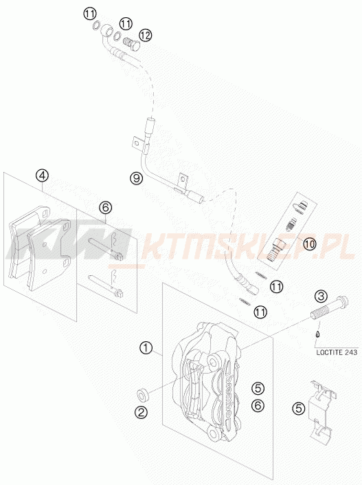 Schemat "zacisk hamulcowy + tarcza przód" do KTM 690 SUPERMOTO LIMITED