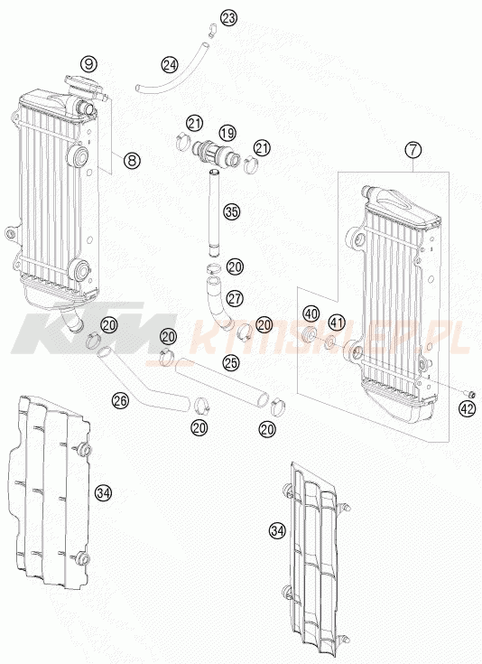 Schemat "układ chłodzenia" do KTM 125 SXS