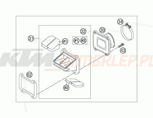 Schemat "REED VALVE CASE" do KTM 250 XC