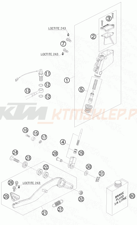 Schemat "tył hamulec - pompa" do KTM 950 SUPER ENDURO R