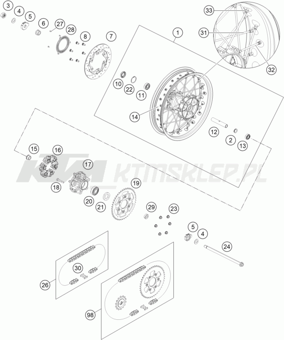 Schemat "koło tył" do KTM 390 ADVENTURE SPOKE W