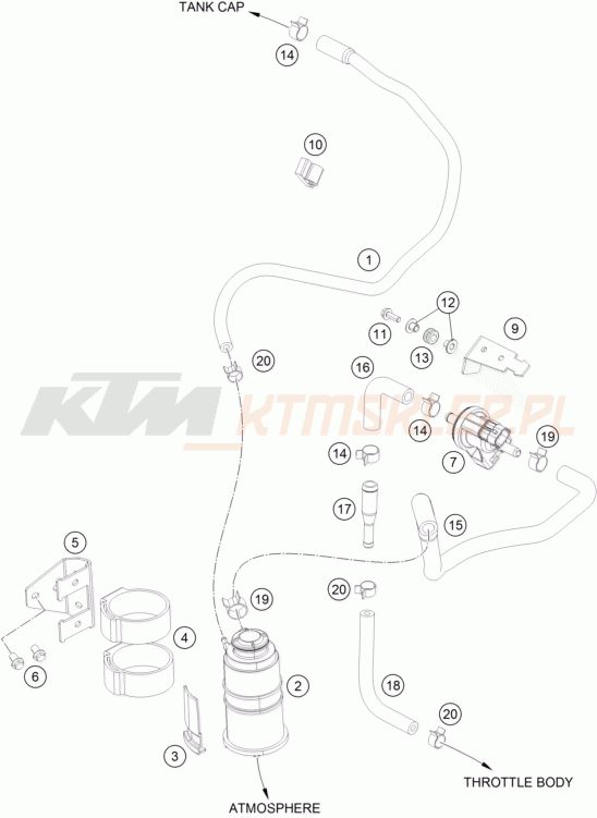 Schemat "EVAPORATIVE CANISTER" do KTM 390 DUKE ABS BAJAJ