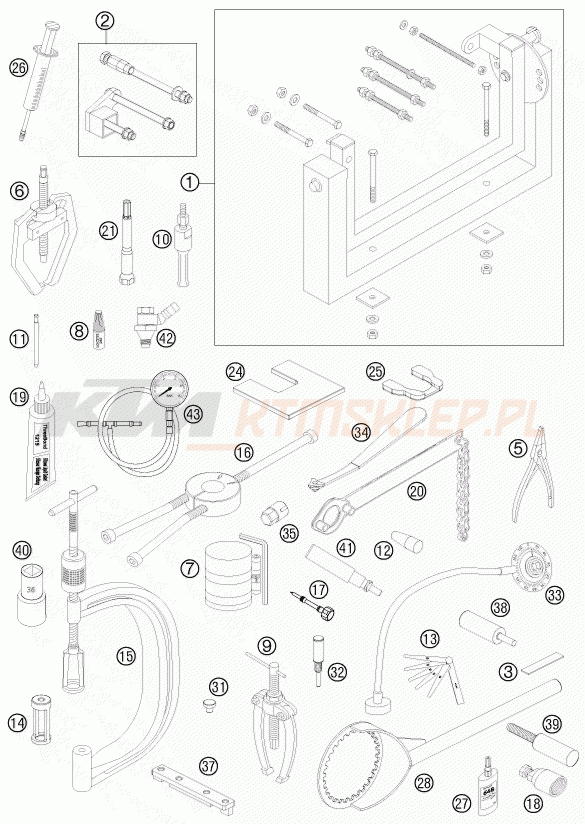 Schemat "Special tools (engine)" do KTM 505 SX ATV