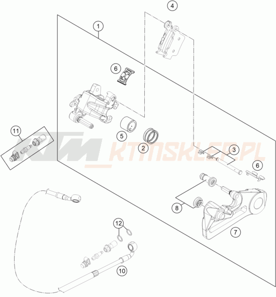 Schemat "zacisk hamulcowy tył" do KTM 350 SX-F
