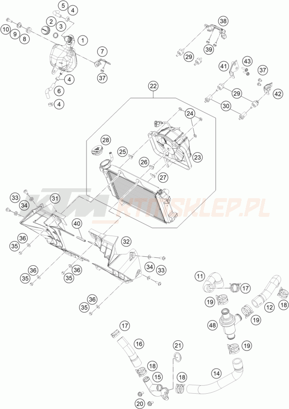 Schemat "układ chłodzenia" do KTM 200 DUKE