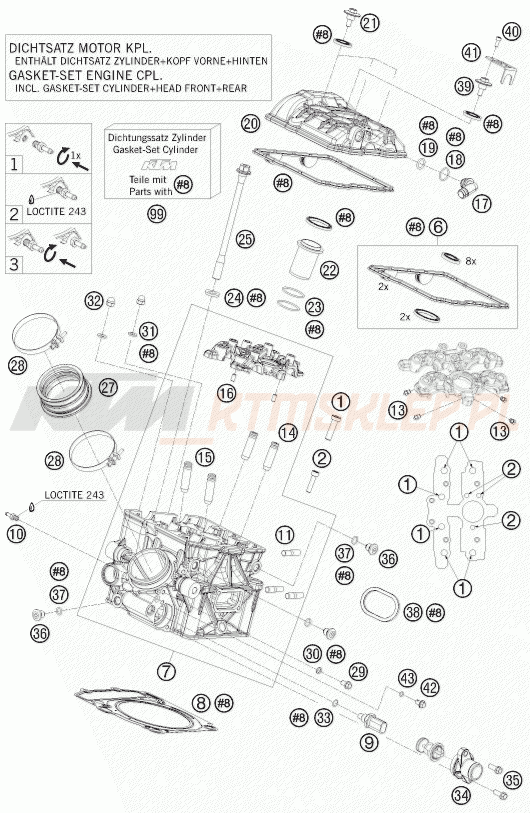 Schemat "głowica tył" do KTM 1190 RC 8