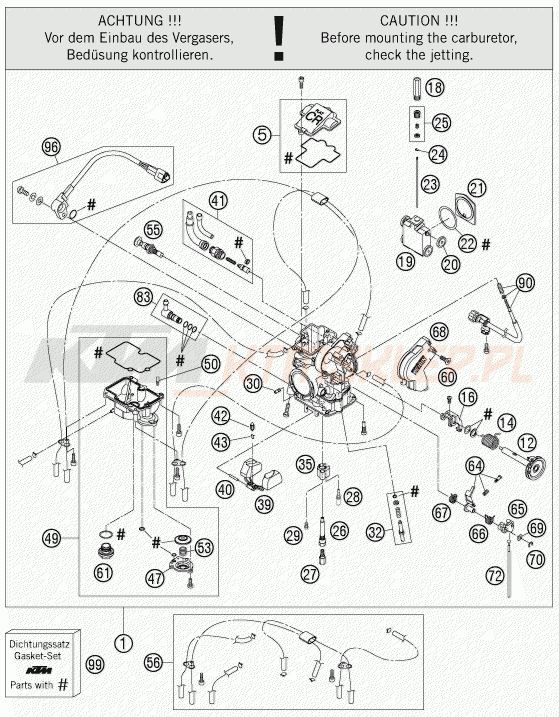 Schemat "gaźnik" do KTM 250 SX-F