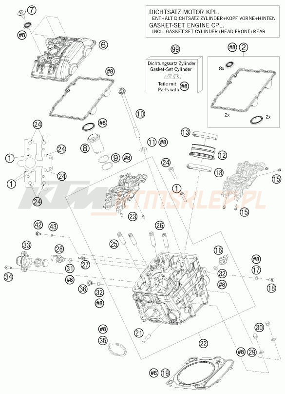 Schemat "głowica przód" do KTM 1190 RC8R TRACK