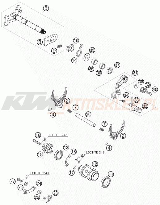 Schemat "skrzynia biegów-automat zmieniający " do KTM 450 SXS-F