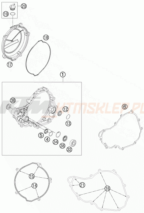Schemat "pokrywa sprzęgła" do KTM 250 SX-F