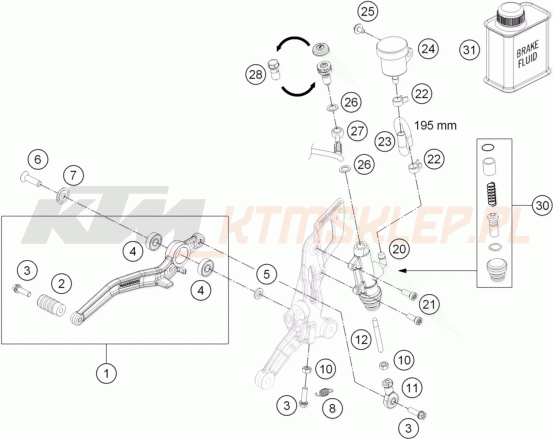 Schemat "tył hamulec - pompa" do KTM 690 DUKE R ABS