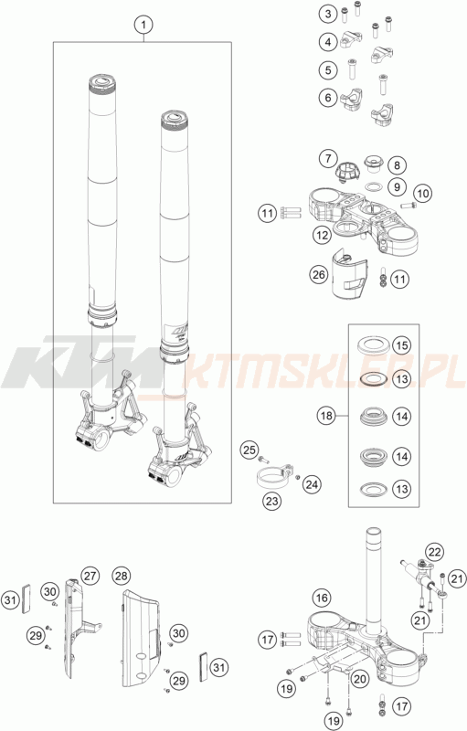 Schemat "przód amortyzatory, półki zawieszenia" do KTM 790 ADVENTURE