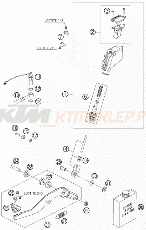Schemat "tył hamulec - pompa" do KTM 990 ADVENTURE S