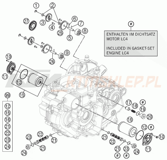 Schemat "smarowanie silnika" do KTM 690 ENDURO R