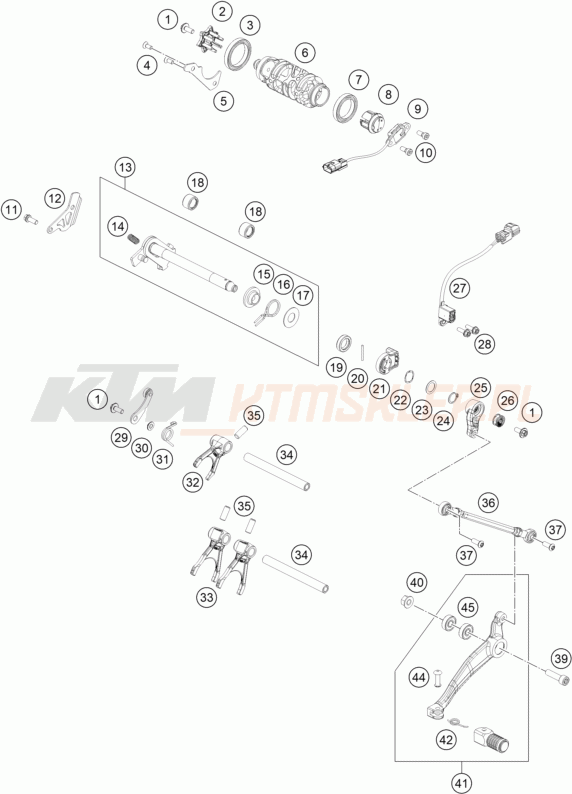 Schemat "skrzynia biegów-automat zmieniający " do KTM 890 ADVENTURE L