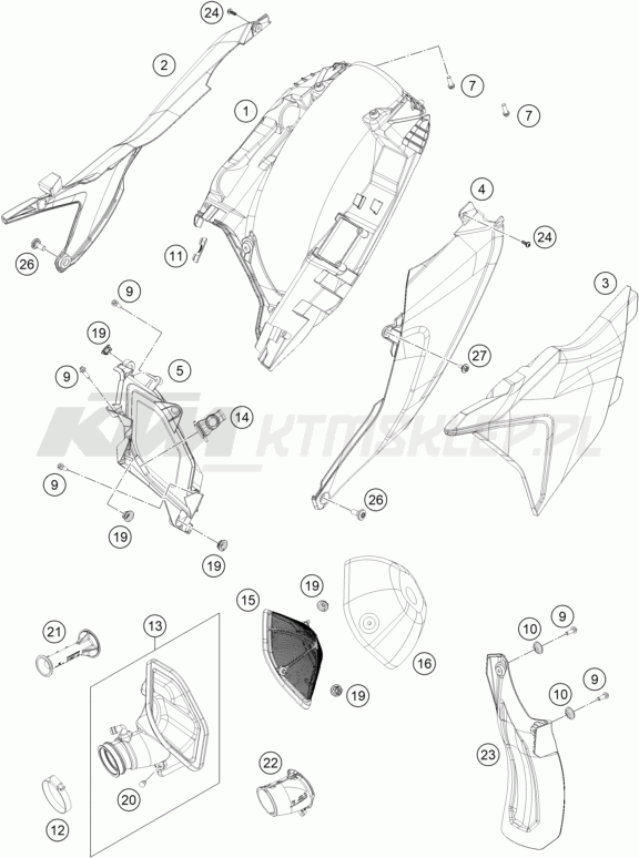 Schemat "filtr powietrza" do KTM 450 EXC-F