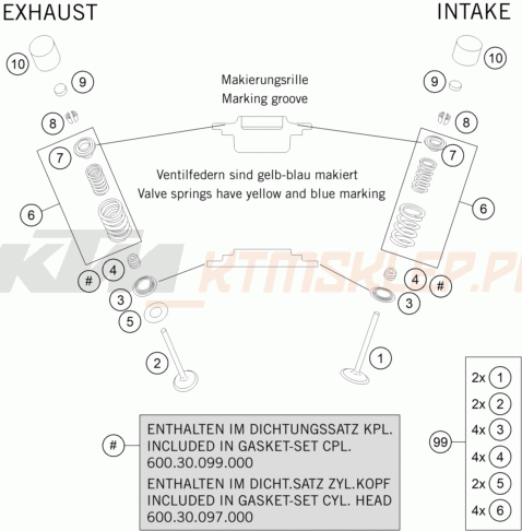Schemat "zawory / rozrząd" do KTM 990 ADVENTURE R