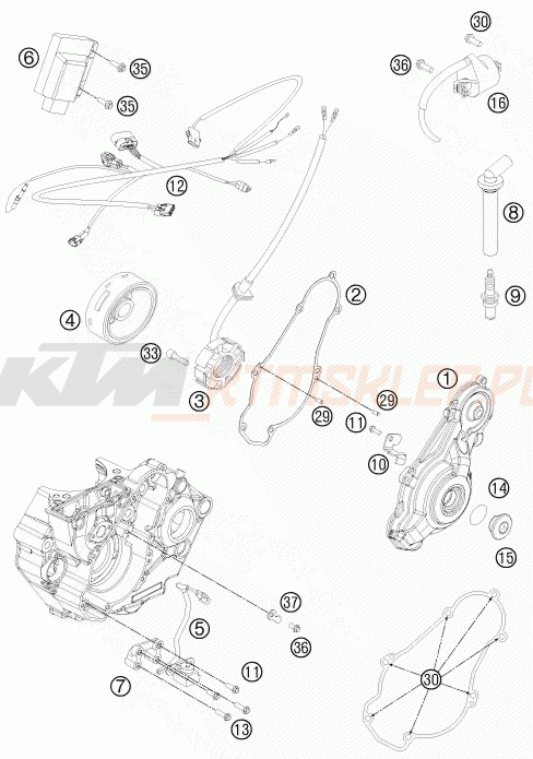 Schemat "układ zapłonowy" do KTM 450 SX-F